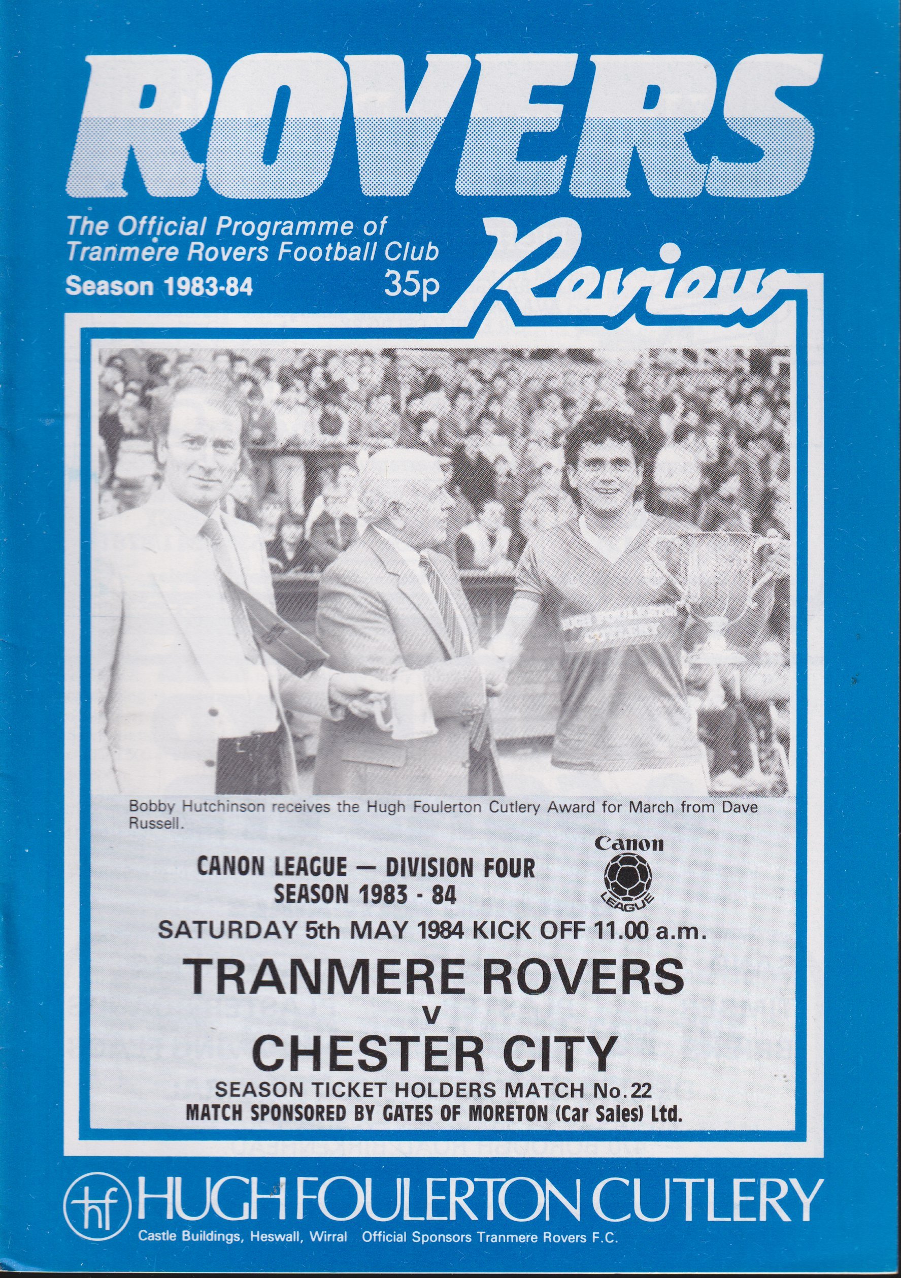 Tranmere Rovers v Chester match programme